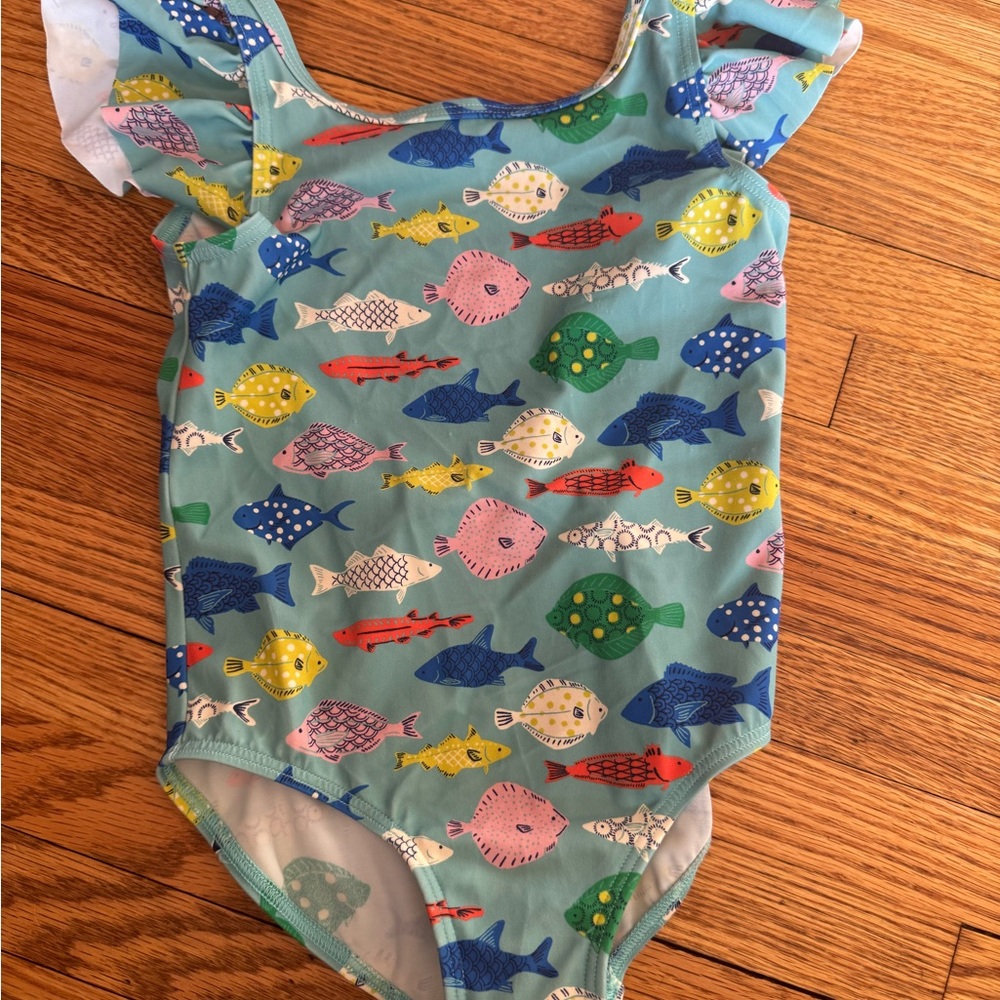 MiniBoden Colorful Fish Print Swimsuit
